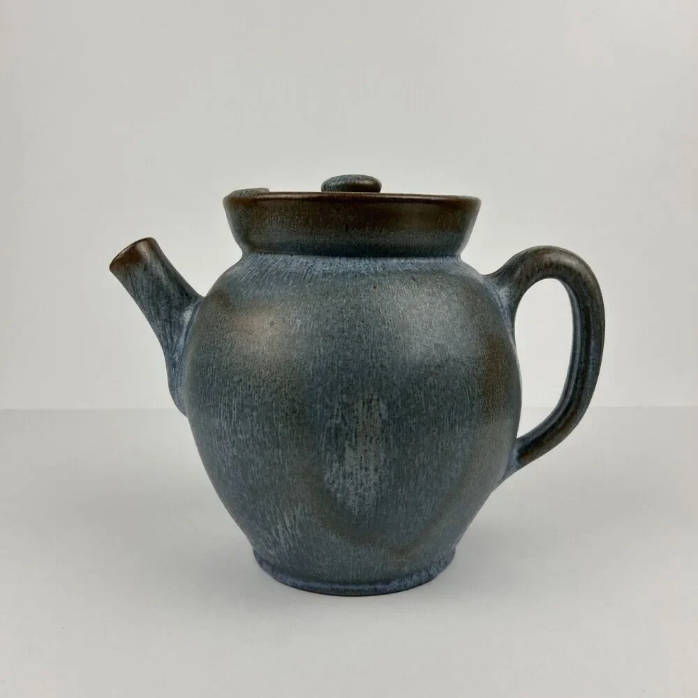 Hand Crafted teapot short spout round Asian inspired Pottery